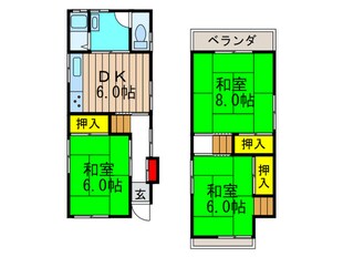 南楠葉渡辺貸家の物件間取画像